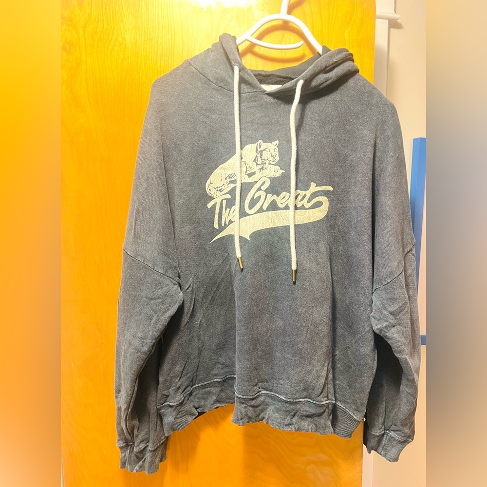 THE GREAT. Charcoal Hoodie with Puma Graphic